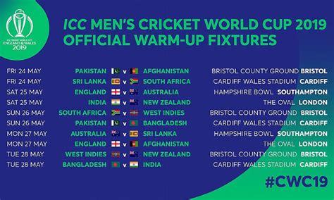 ICC Cricket World Cup Warm.